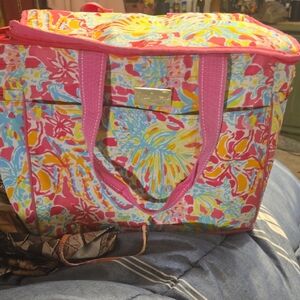 Lilly Pulitzer Pink and Blue Floral Tote
